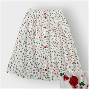 VTG Thats Me Womens Midi Skirt | 11/12 | Floral Buttons | A-Line | USA Cottage